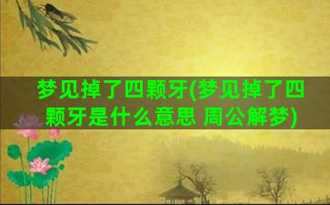 梦见掉了四颗牙(梦见掉了四颗牙是什么意思 周公解梦)